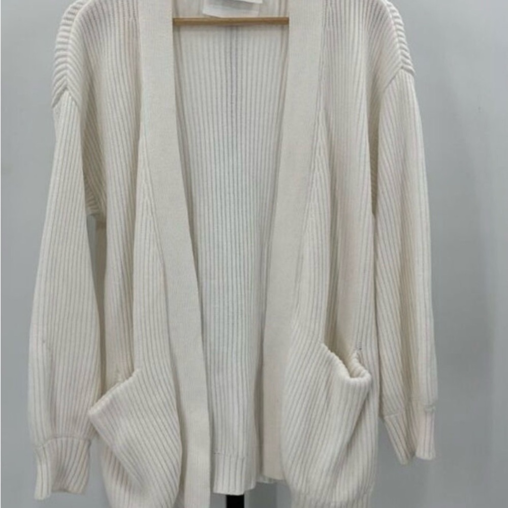 Quince size small white Organic Cotton Oversized Cardigan - Picture 3 of 3
